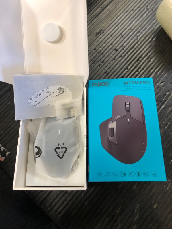 Photo 1 of Rapoo MT760 PRO Wireless Mouse, NearLink + Bluetooth 5.0 Multi-Device, 12K DPI, 2K Polling, Ergo for Work & Gaming, 11 Programmable Buttons, On-Board Memory, Quiet Clicks, USB-C, 120 Days Battery Life