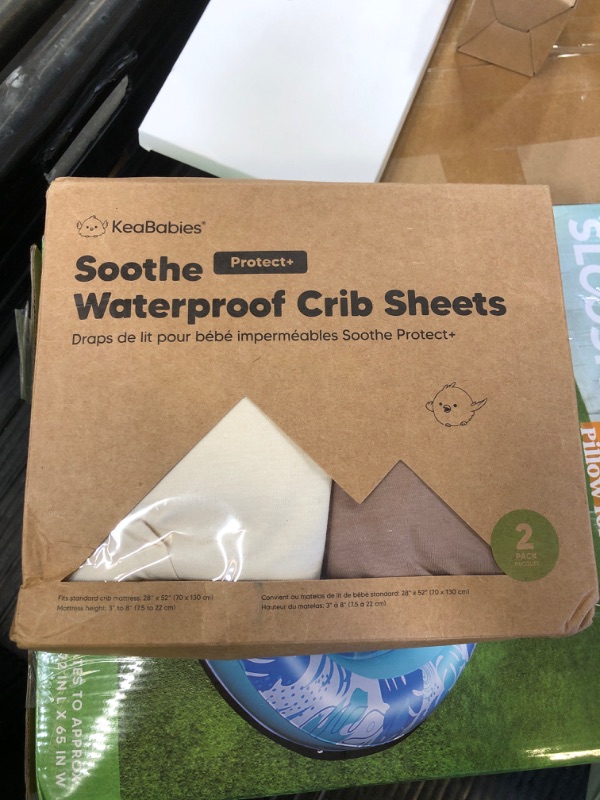 Photo 1 of 2-Pack Waterproof Crib Sheets for Girl, Boy - Organic Cotton 52X28 Fitted Crib Sheets Neutral, Crib Mattress Protector Sheets, Soft Toddler Bed Sheets, Washable Infant Fitted Baby Crib Sheets (Latte)