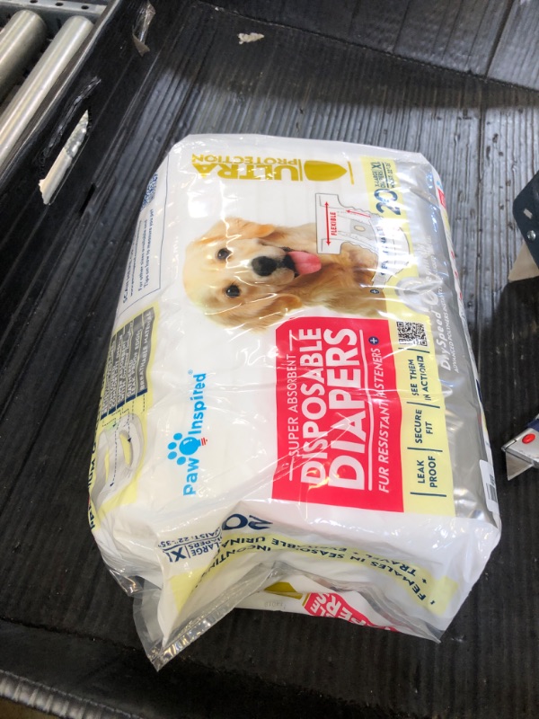 Photo 1 of Paw Inspired 20ct Disposable Dog Diapers | Female Dog Diapers Ultra Protection | Diapers for Dogs in Heat, Excitable Urination, or Incontinence (X-Large)