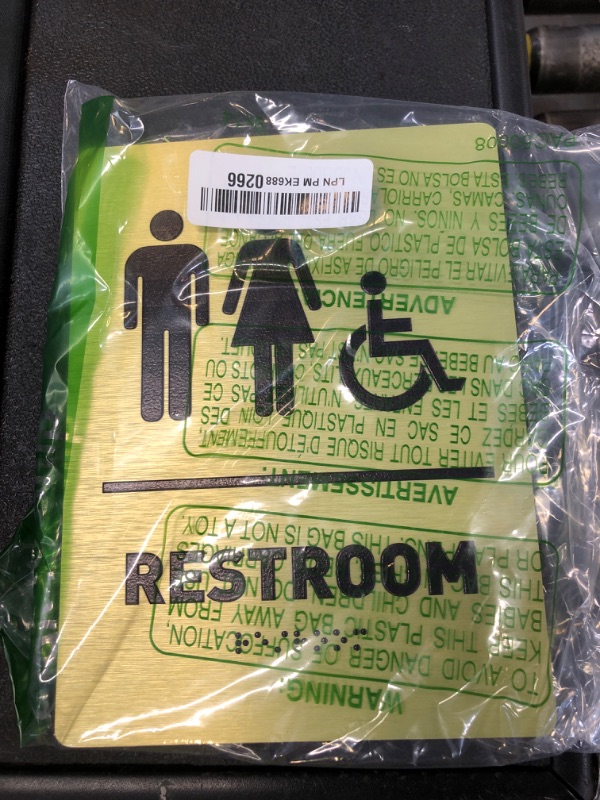 Photo 1 of Unisex/Wheelchair Bathroom Sign by GDS - ADA Compliant, Wheelchair Accessible, Raised Icons, & Grade 2 Braille - Includes Adhesive Strips for Easy Installation - All Gender Restroom Sign for Business, Bathroom Signs for Business, Restroom Signs for Busine