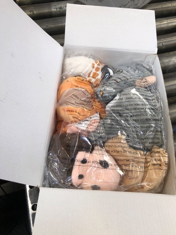 Photo 1 of JOYIN 6Pcs Kids Hand Puppet Set with Working Mouth, Toddler Animal Plush Toy Includes Elephant, Giraffe, Lion, Bear, Raccoon and Monkey for Show Theater, Birthday Gifts, Easter Basket Stuffers