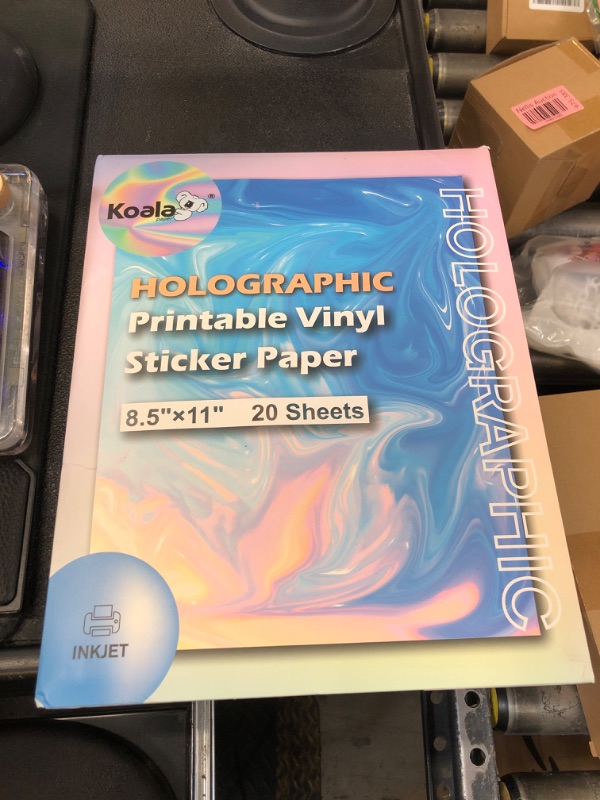 Photo 1 of Koala Holographic Sticker Paper for Inkjet Printer - 20 Sheets 8.5x11 Inch, Rainbow Printable Vinyl Sticker Paper, Waterproof, Vivid Color, Tear Resistant