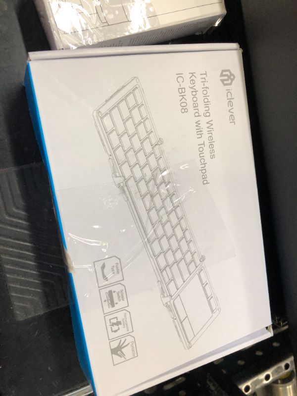 Photo 1 of iClever Foldable Keyboard, BK08 Bluetooth Keyboard with Sensitive Touchpad (Sync Up to 3 Devices), Tri-Folding Pocket-Sized for Windows Mac Android iOS