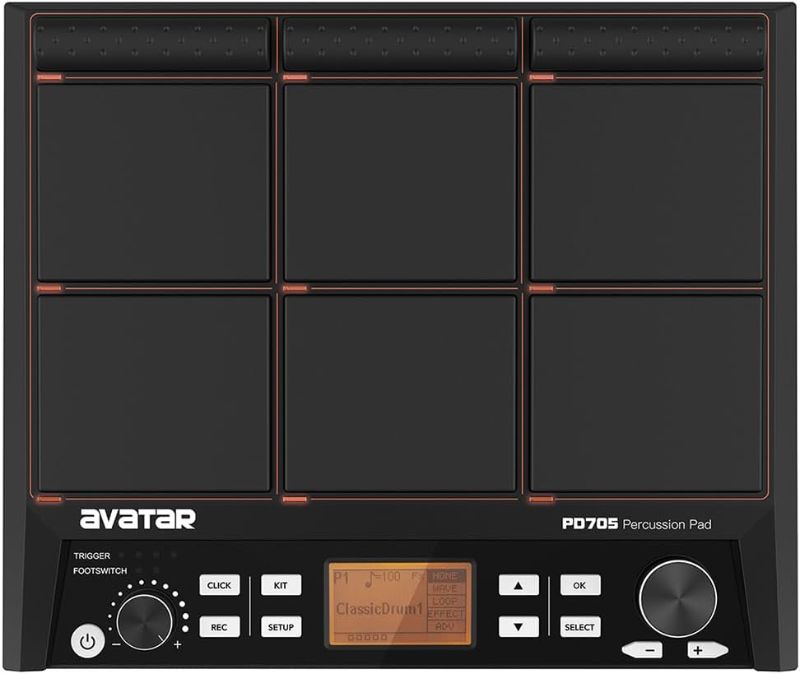 Photo 1 of PD705 Sample Pad, Portable Multipad for Drummers, With 9 Velocity Sensitive Drum Pads, 592 Percussion Sounds, Support USB/MIDI In Out/AUX