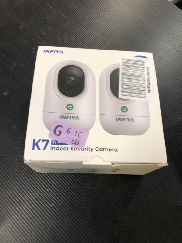 Photo 1 of INFIYA 2K Security Camera Indoor-360 Cameras for Home Security and One-Tap Call, Elderly/Cat/Baby/Nanny, Motion Alert, Intelligent Tracking, 2.4GHz WiFi Only, Work with Alexa/Google Home, K7 2Pack