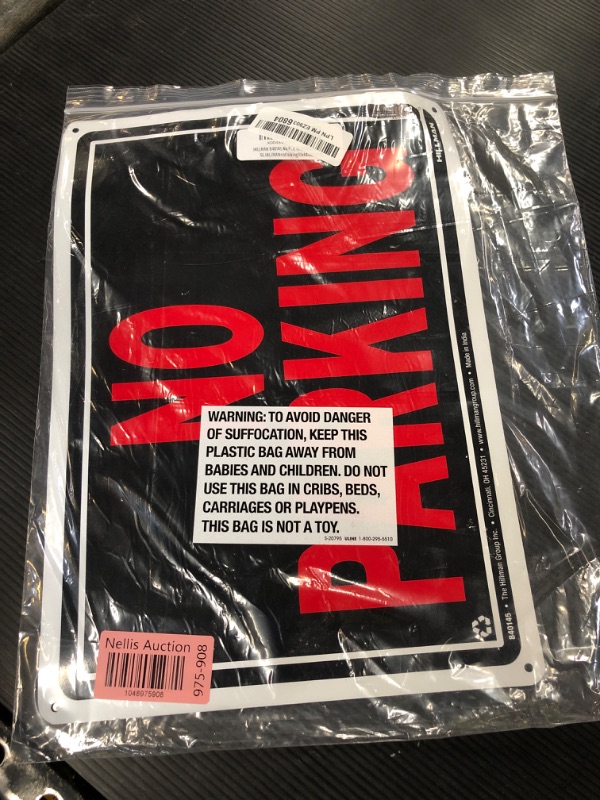Photo 1 of HILLMAN 840145 No Parking Sign, Black and Red Aluminum Metal, 10x14 Inches 1-Sign
