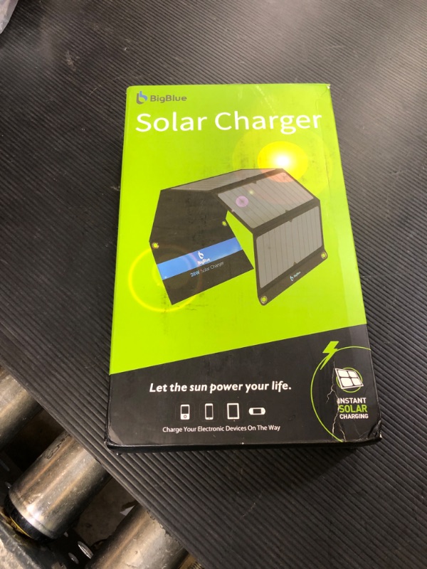Photo 1 of BigBlue 28W Solar Charger with 3 USB Ports(5V/4.8A Max in Total), Portable Solar Phone Charger, Foldable Camping Solar Panels Compatible for iPhone 11/Xs/XS Max/XR/X/8/7, iPad, Galaxy S9/S8, LG etc