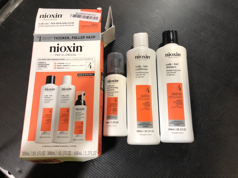 Photo 1 of Nioxin Scalp + Hair Thickening System 4 |For Colored or Damaged Hair with Progressed Thinning| With Niacinamide and Biotin | Full Size| 3 Month Supply