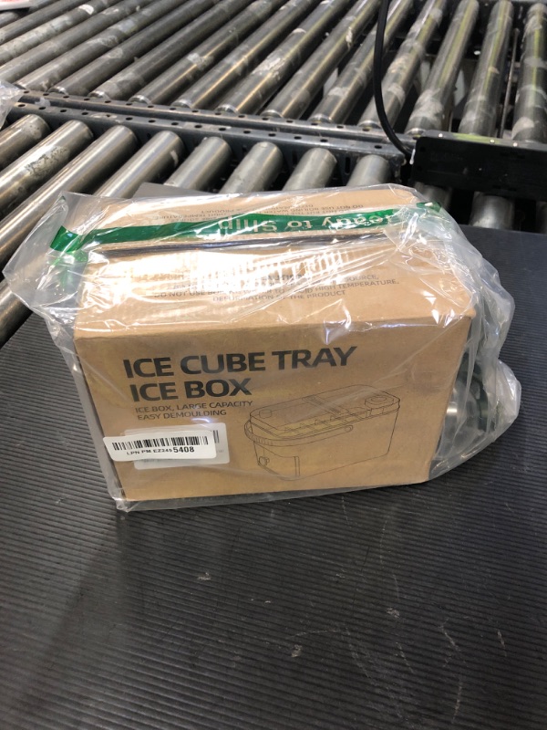 Photo 1 of Compact Double Layer Ice Cube Tray with Lid and Bin, One-Click Demolding, Pull-Out Ice Drawer with Portable Handle, Includes 2 Large Ice Ball Molds (White)