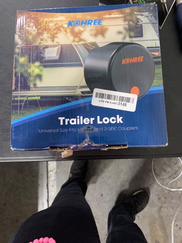 Photo 1 of Kohree Heavy Duty Trailer Coupler Lock, Trailer Tongue Lock Hitch Locks RV Trailer Locks fit 2-5/16 Inch, 2", 1-7/8" Couplers, Durable Structural Steel Safety Tow Lock, 4 Keys & 4 Dust Covers, Black