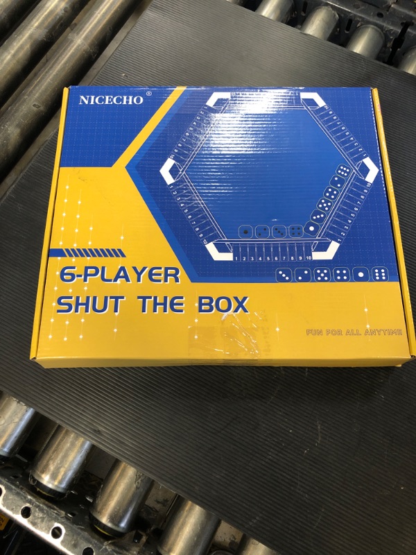 Photo 1 of 1-6 Players Shut The Box Dice Game, Wooden Board Table Math Game with 16 Dice, Classics Tabletop Version Games for Kids Adults, Family,Classroom,Home,Party or Pub
