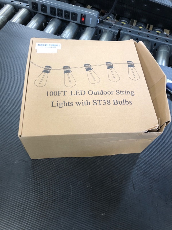 Photo 1 of Brightever LED Outdoor String Lights 100FT Patio Lights with 52 Shatterproof ST38 Vintage Edison Bulbs, Outside Hanging Light Waterproof for Porch, Deck, Garden, Backyard, Balcony, Dimmable 2700K