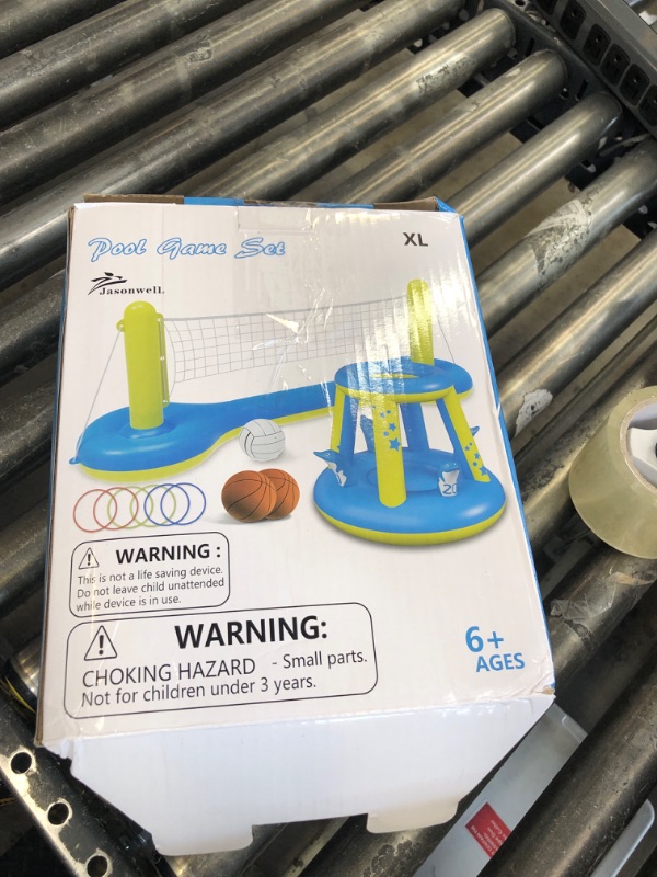Photo 1 of Jasonwell Pool Toys Games Set - 3 in 1 Pool Volleyball Net Basketball Hoop Ring Toss Game Inflatable Floats Water Floating Volleyball Swimming Pools Party Game Accessories Toy Gift Kids Teens Adults