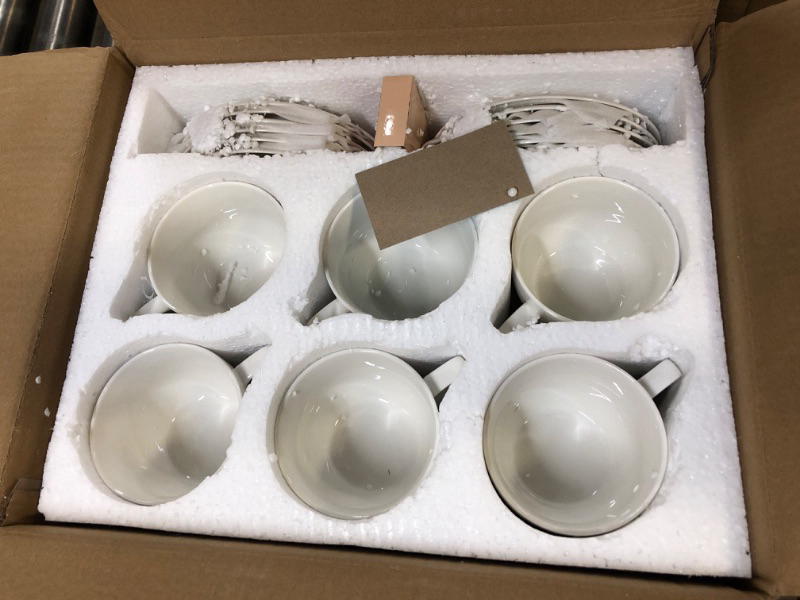 Photo 1 of BTaT Porcelain Tea Cups and Saucers, 8oz, Set of 12, White