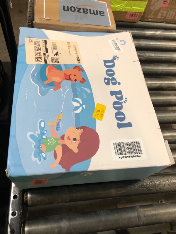 Photo 1 of Peteast Foldable Dog Kiddie Pool with Stable Side Support, Hard Plastic Shell Portable Dog Pool, Collapsible Swimming Pools for Pet and Kids, 64 in