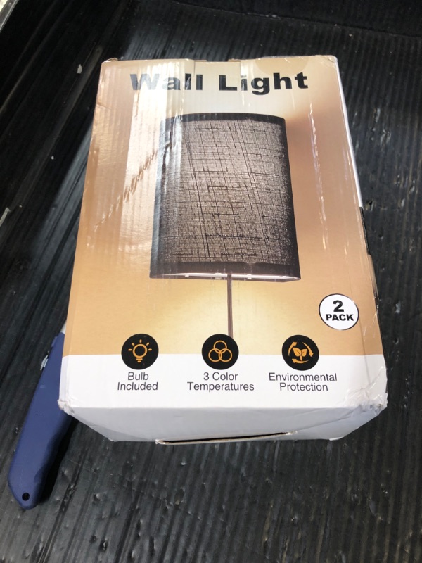 Photo 1 of AVV Wall Sconces Set of Two, Wall Lamp Plug in with On/Off Switch, 2700K 4000K 5000K Selectable, Wall Lights for Bedroom, Living Room, Wall Decor for Bedroom, Fabric Linen Lamp Shades