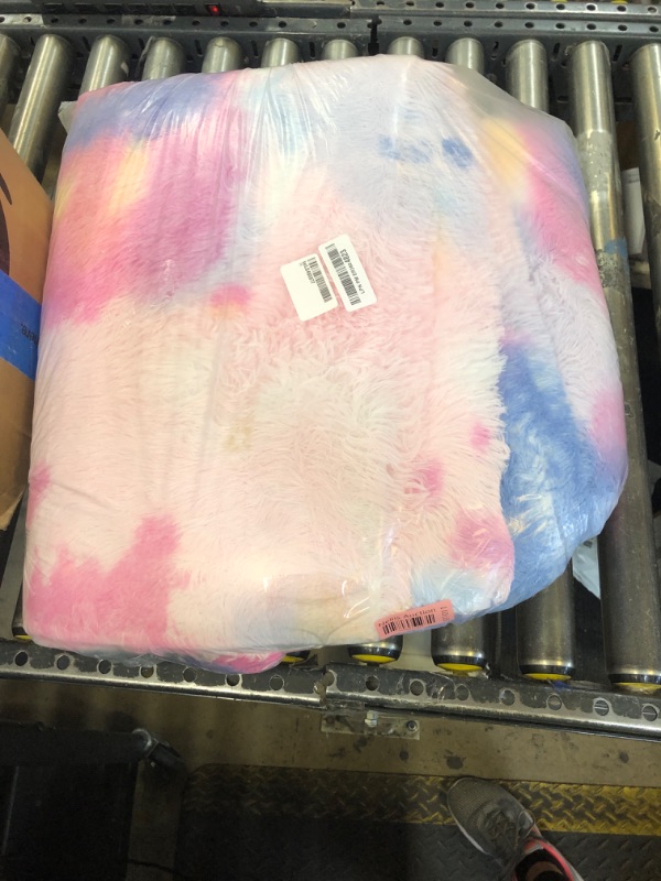 Photo 1 of SOANNY Area Rugs for Bedroom Living Room, 5x7 ft Tie-Dyed Shag Carpet, Washable Non-Slip Soft Fluffy Throw Rug for Kids Nursery and Home Decor, Pink Rainbow