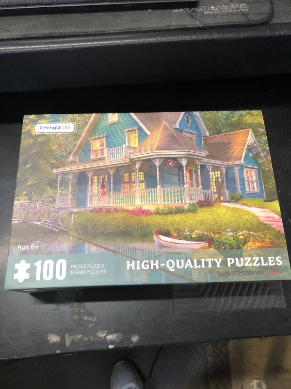 Photo 1 of 100 Piece Puzzles for Kids Summer House 100 Piece Puzzles for Adults, Mountain Villa Landscape 100 Pieces Puzzle for Kids Ages 4-8, Mountain Cottage Oil Painting Puzzle for Seniors Teens