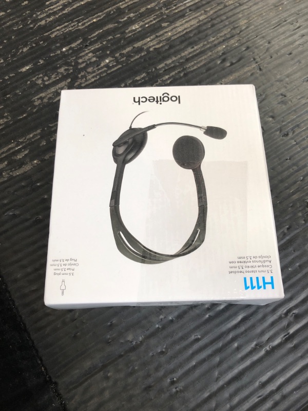 Photo 1 of Logitech H111 Wired Headset, Stereo Headphones with Noise-Cancelling Microphone, 3.5 mm Audio Jack, PC/Mac/Laptop/Smartphone/Tablet - Black