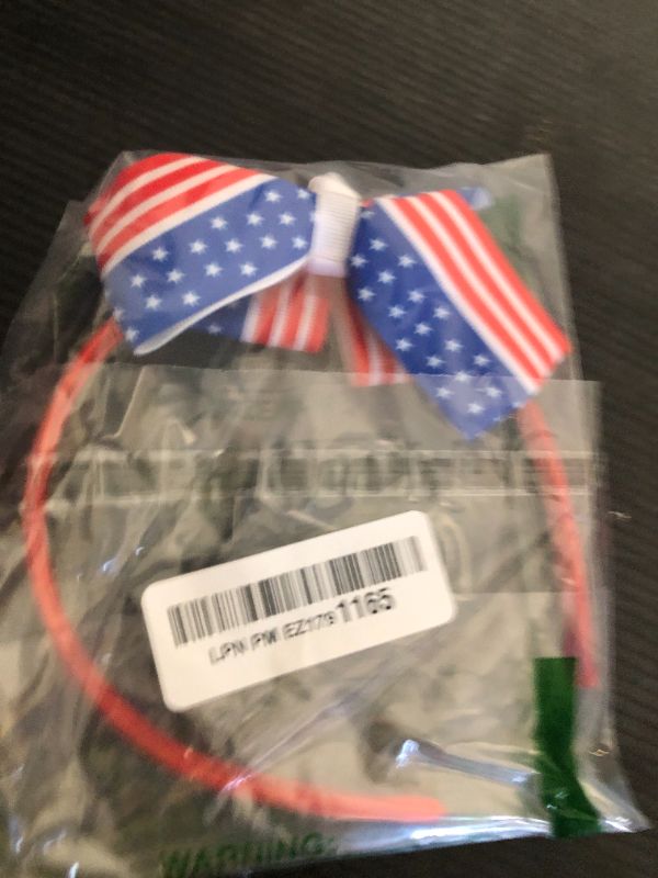 Photo 1 of AIUPUOC 4th of July Headband Hair Bows - Patriotic Toddler Hair Accessories with Big Bow Design in Blue and White