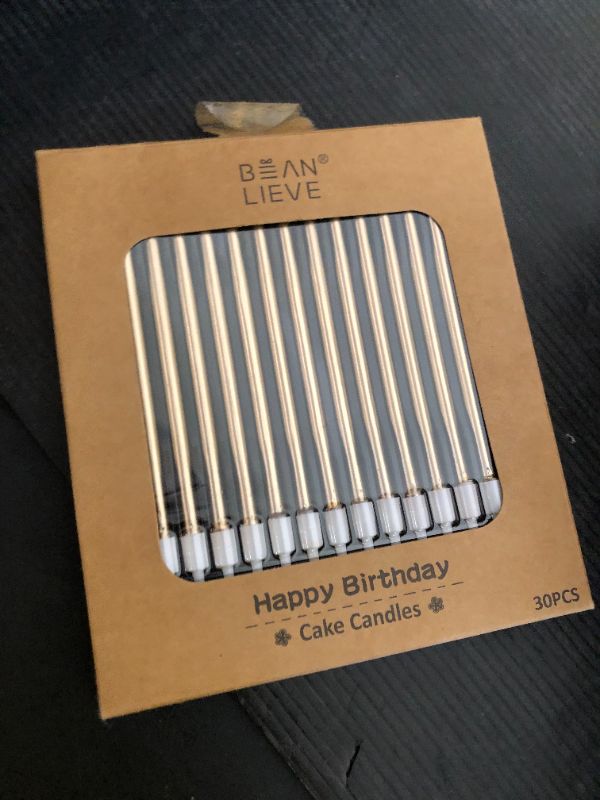 Photo 1 of BEAN LIEVE 30-Count Champagne Gold Long Thin Metallic Birthday Candles, Cake Candles, Birthday Parties, Wedding Decorations, Party Candles, Cake Decorations