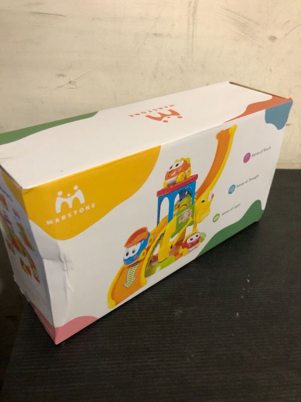 Photo 1 of Marstone Toddler Toys for 1 2 Year Old Boys and Girls Gifts: Educational Elephant Slide with 4 Animal Cars Toys for Baby 12-18 Months, First Birthday Present Learning Push Truck Track Ages 1-2