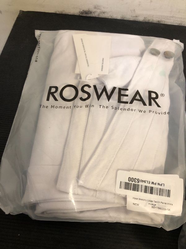 Photo 1 of roswear Wide Leg Jeans Woman High Waist Stretchy Loose Denim Pants White X-Large