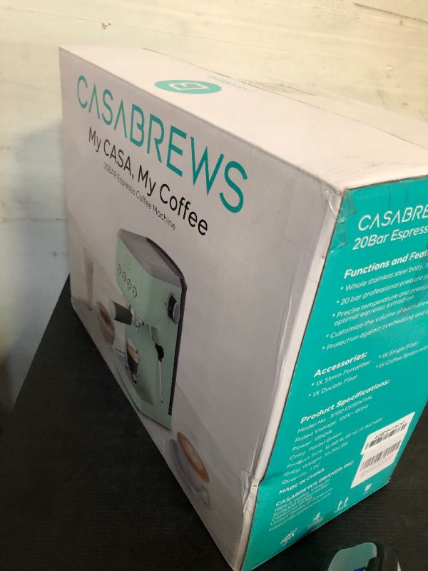 Photo 1 of CASABREWS 3700 Essential Espresso Machine 20 Bar, Compact Coffee Maker with Steam Frother for Cappuccino, Latte, 43.9oz Water Tank, Pastel Green