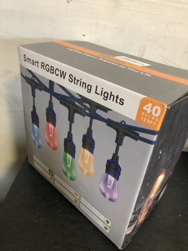 Photo 1 of XMCOSY+ Smart Outdoor String Lights, 123Ft Patio Lights Waterproof, App Control, Compatible with Alexa, RGBCWIC Color Changing LED String Light for Outside