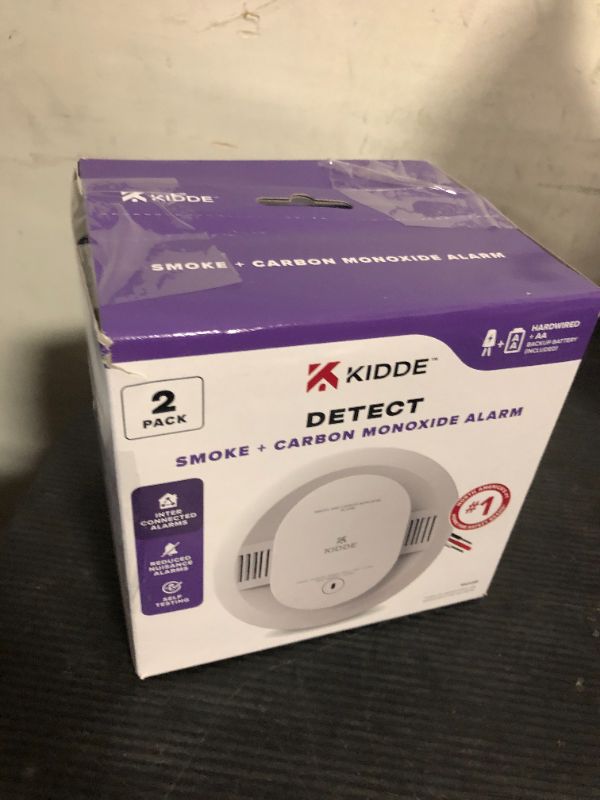Photo 1 of Kidde Hardwired Smoke & Carbon Monoxide Detector, AA Battery Backup Smoke Alarm, Interconnectable, LED Warning Light Indicators, 2 Pack