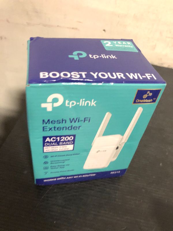 Photo 1 of TP-Link AC1200 WiFi Extender, 2025 Wirecutter Best WiFi Extender, 1.2Gbps Home Signal Booster, Dual Band 5GHz/2.4GHz, Up to 1600 Sq.ft and 32 Devices, EasyMesh Compatible, One Ethernet Port (RE315)