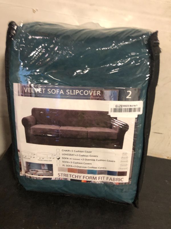 Photo 1 of ZNSAYOTX Oversized Velvet 3 Piece Couch Cover with 2 Extra Large Seat Cushion Covers Stretch Sofa Cover for 2 Cushion Couch Thick Soft Loveseat Sofa Slipcover (Deep Teal), 72"-92"(2 Cushions)