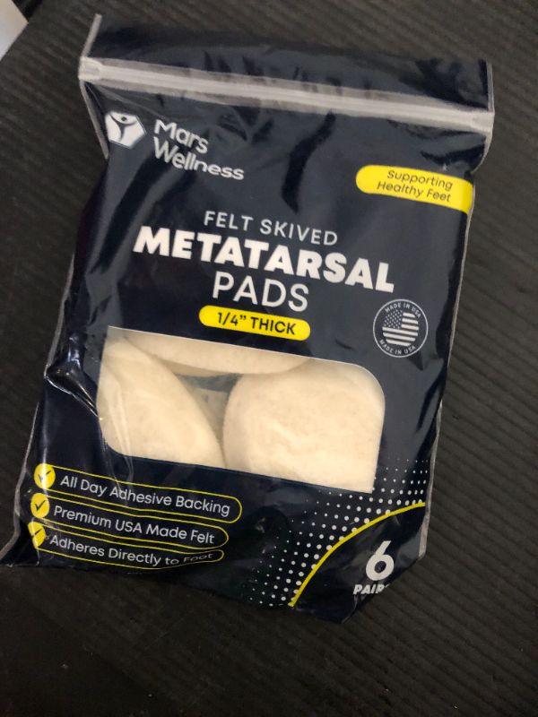 Photo 1 of Metatarsal Felt Foot Pad Skived Cut (1/4" Thick) - Made in USA - Felt Metatarsal Pads for Women and Men - Ball of Foot Cushion - 6 Pairs (12 Pieces)