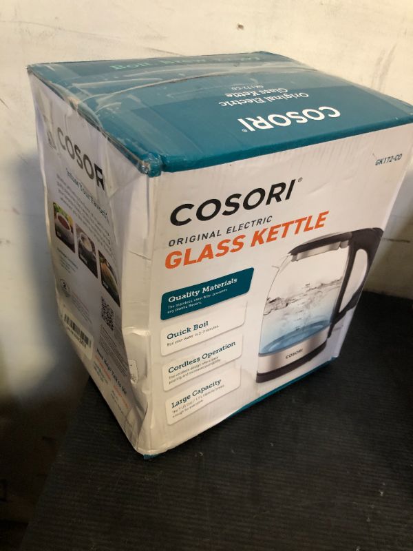 Photo 1 of Cosori Electric Kettle, No Plastic Filter & Spout, 1.7L Tea Kettle & Hot Water Boiler For Coffee & Tea, Water Heater & Teapot, Automatic Shut Off, Borosilicate glass, Black, 1500W