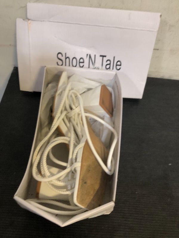 Photo 1 of Shoe'N Tale Lace Up Heels for Women Ankle Strappy Gladiator High Heeled Sandals Chunky Block Heel Square Open Toe Criss Cross Dress Shoes(8,White)