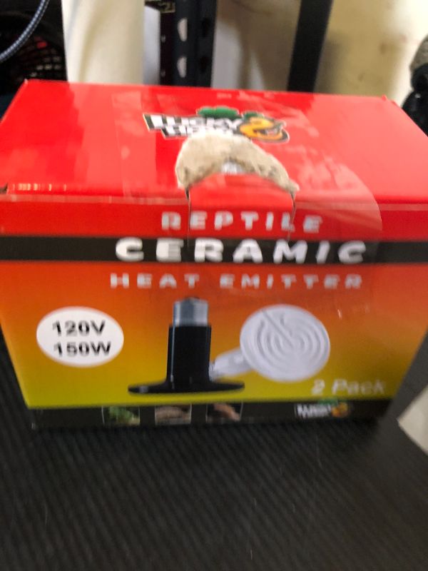 Photo 1 of LUCKY HERP 150W Ceramic Heat Emitter, Reptile Heat Bulbs, Ceramic Heat Lamp for Reptiles, Amphibian, Chicken, Dog, Cat (2-Pack)
