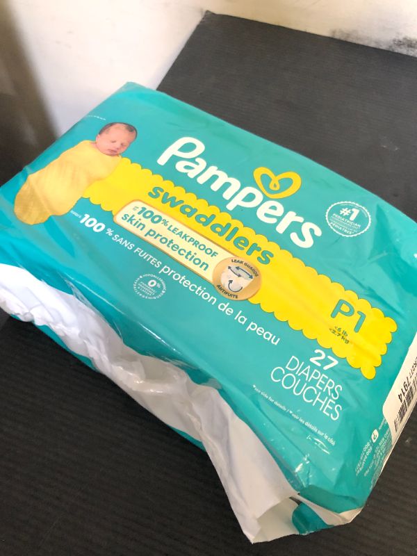 Photo 1 of Pampers Baby Diapers - Swaddlers - Size P1, 27 Count, Ultra Absorbent Disposable Preemie Diaper