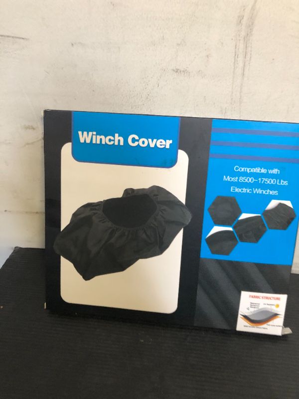 Photo 1 of Winch Cover, Heavy Duty Waterproof Dust-Proof Winch Protection Cover, Ideal for Electric Winches 8500-17500 lbs, Indoor/Outdoor (21.5” x 9.5” x 7.5”) - Black