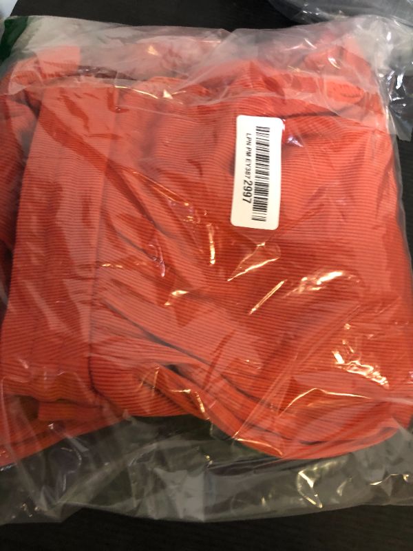 Photo 1 of BTFBM Womens Casual 2 Pieces Outfits Dressy Square Neck Short Sleeve Bodysuit Drawstring Pants Knit Lounge Matching Sets(Orange, Large)