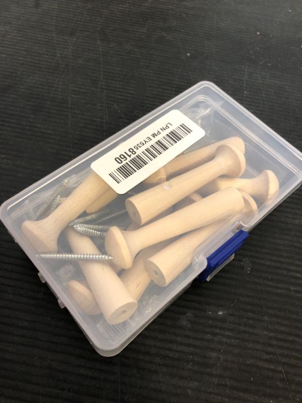 Photo 1 of 10 Pieces Wooden Shaker Peg Screw-on Pegs 3.62 Inch Long Unfinished Wood Shaker Racks for Hanging Clothes Hats Towel and More DIY Paint Color (Wood Color)