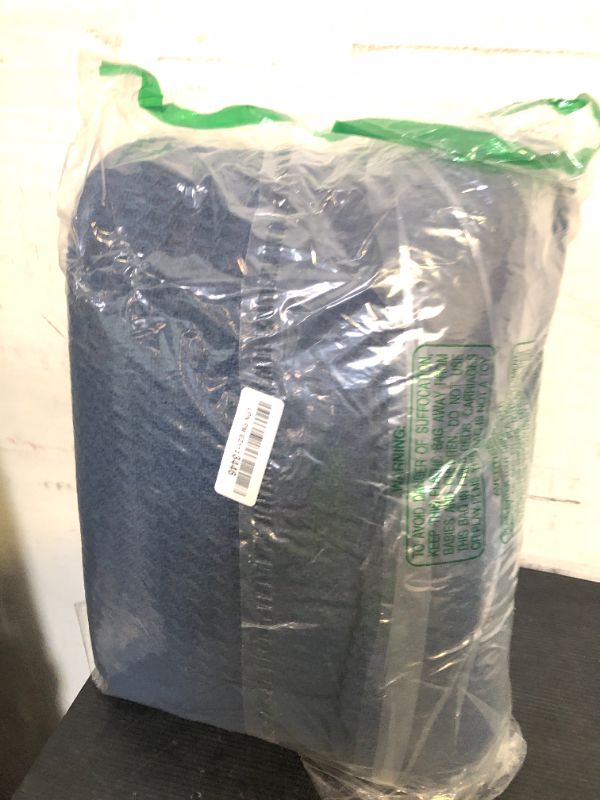 Photo 1 of Bedsure 100% Cotton Blanket King Size for Bed - Breathable and Soft, Waffle Weave Blanket for Summer Spring, Navy, 104x90 inches