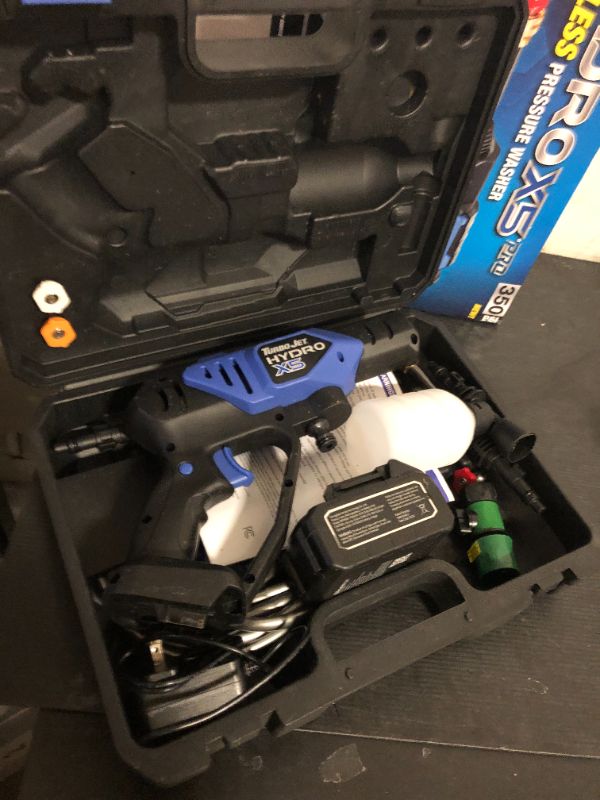 Photo 1 of Ontel Turbo Jet HydroX5 Pro Portable Cordless Pressure Washer (21V 3000mAh Battery), 6-in-1 Nozzle, Dual Water Source, 16ft Detachable Hose