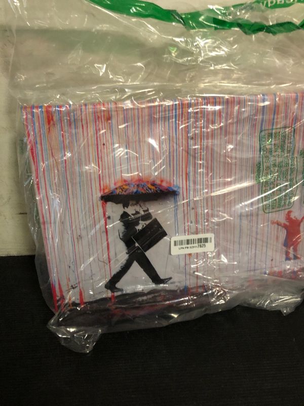 Photo 1 of Wieco Art Banksy Raining Day or Colorful Graffiti Street Famous Canvas Paintings Wall Art Modern Inspirational Grey Love Pictures Print Artwork for Dining Room Kitchen Home Office Decor