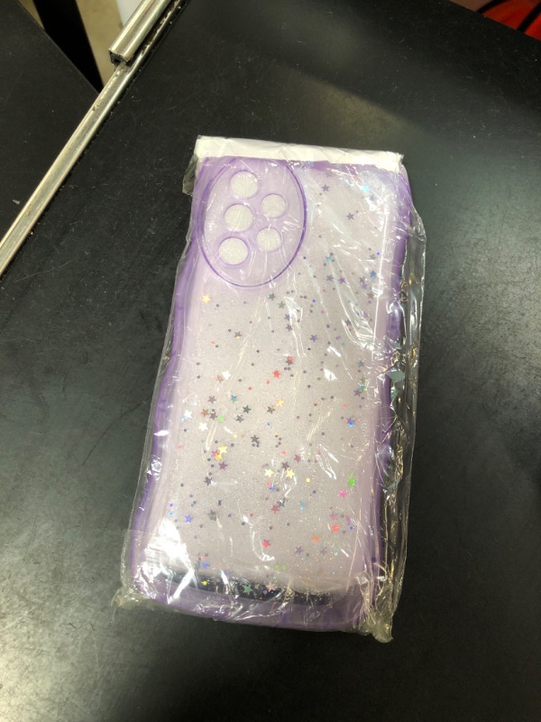 Photo 1 of ZTOFERA for Samsung Galaxy A53 5G Case 6.5",Cute Curly Wave Case with Star Glitter, Clear Shiny Bling Soft TPU Shockproof Phone Protective Cover for Women Girls-Purple