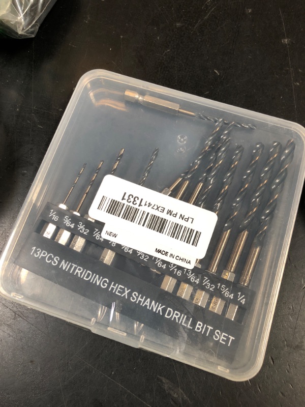 Photo 1 of 13pcs Hex Shank Drill Bit Set, Professional HSS Nitriding Twist Drill Bits, Upgrade Black and Gold Coated Drill Bit, Quick Change Design for Wood, Steel, Metal, and Plastic, 1/16IN to 1/4IN.