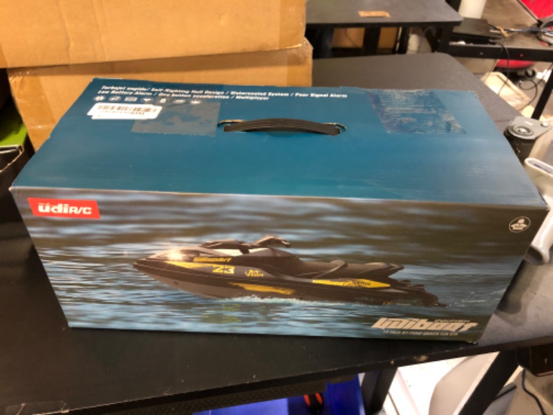 Photo 1 of Ssccgym UDI023 Plus+ RC Racing Jet Boat Remote Controlled Watercraft Motorboat 25km/h with LED 7.4V 2000mAh 2-Battery for Boys Kids Beginners 8y+ on Lake Pool (Yellow)
