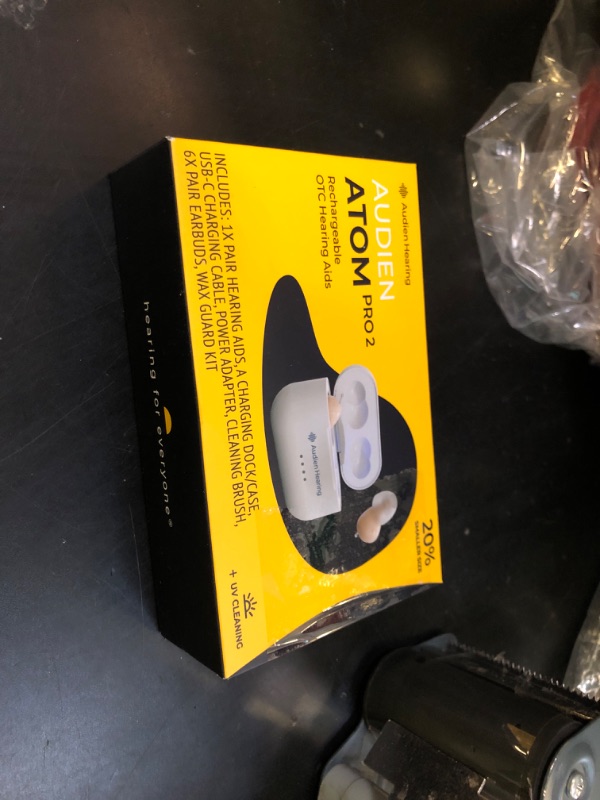 Photo 1 of Audien ATOM PRO 2 Wireless Rechargeable OTC Hearing Aid, Premium Comfort Design and Nearly Invisible