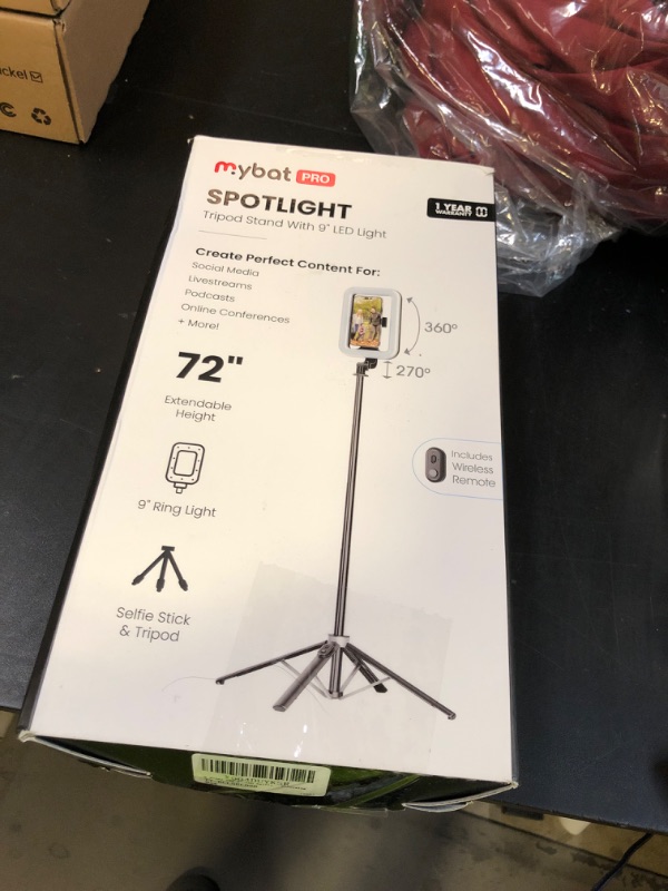 Photo 1 of M MYBAT PRO Selfie Ring Light with 72" Tripod Stand - Extendable Selfie Stick with Light for Phone, Live Streaming, Makeup, Travel, Gaming, Video, Includes Phone Holder& USB-C Powered