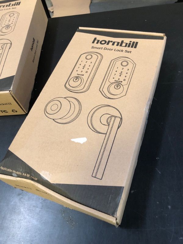 Photo 1 of WiFi Keyless Entry Door Lock with Handle : Hornbill Silver Smart Front Door Lock, Front Door Handle Set, Smart Door Knob, Electronic Keypad Deadbolt Set with Alexa Auto Lock for Home
