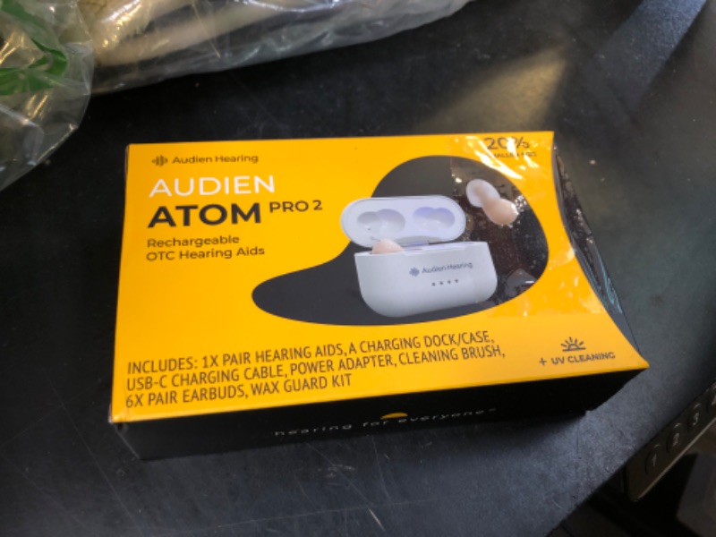 Photo 1 of Audien ATOM PRO 2 Wireless Rechargeable OTC Hearing Aid, Premium Comfort Design and Nearly Invisible